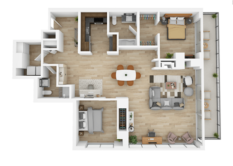 Floor plan for 2 beds, 2 baths, 1456 sqft